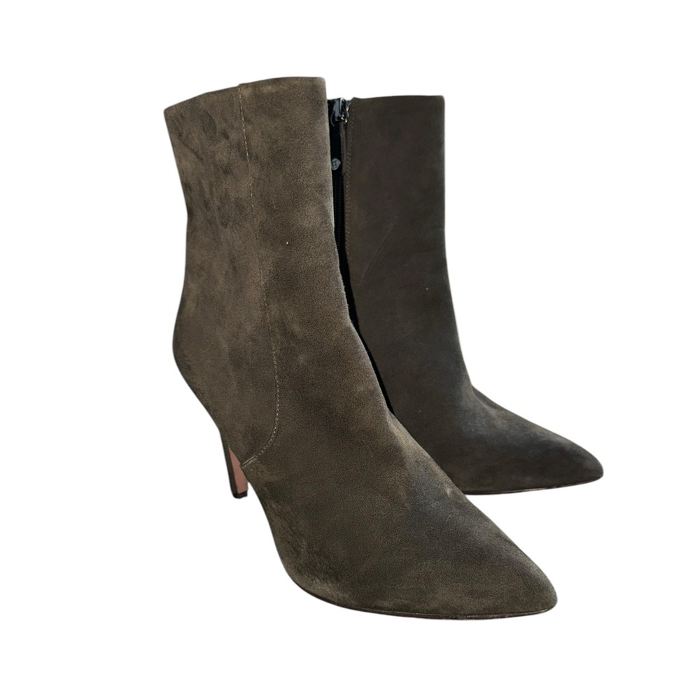 BCBG MAXAZRIA Ava Suede Stiletto Bootie Moss Green Size 8